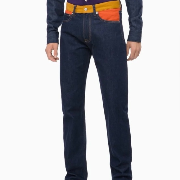 [NEW] CALVIN KLEIN JEANS CKJ035 STRAIGHT COLORBLOCK JEANS DENIM W36 L32 [NWOT] - Picture 6 of 7